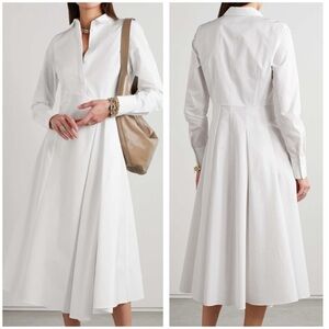 LAFAYETTE 148 draped cotton-poplin midi shirt dress - white